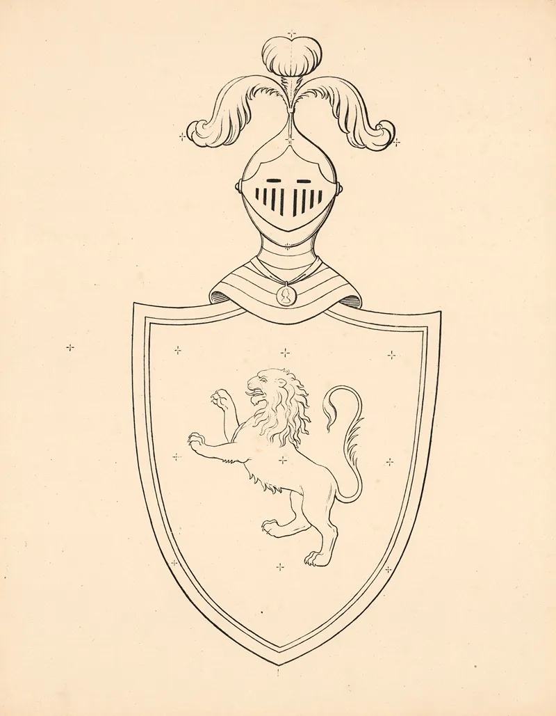 Coat Of Arms With Knights Helmet And Lion Wall Art by Carl Ludvig Petersen - High-Resolution Digital Print
