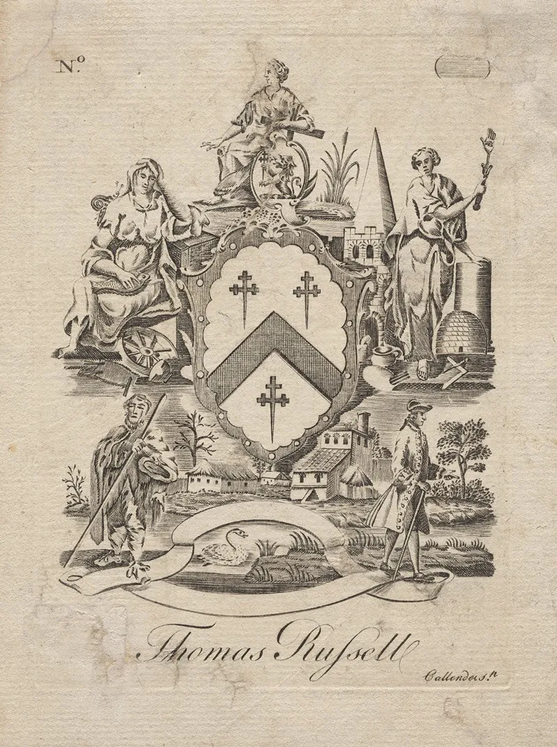 Coat Of Arms With Thomas Russell Inscribed Below Wall Art by Joseph Callender - High-Resolution Digital Print