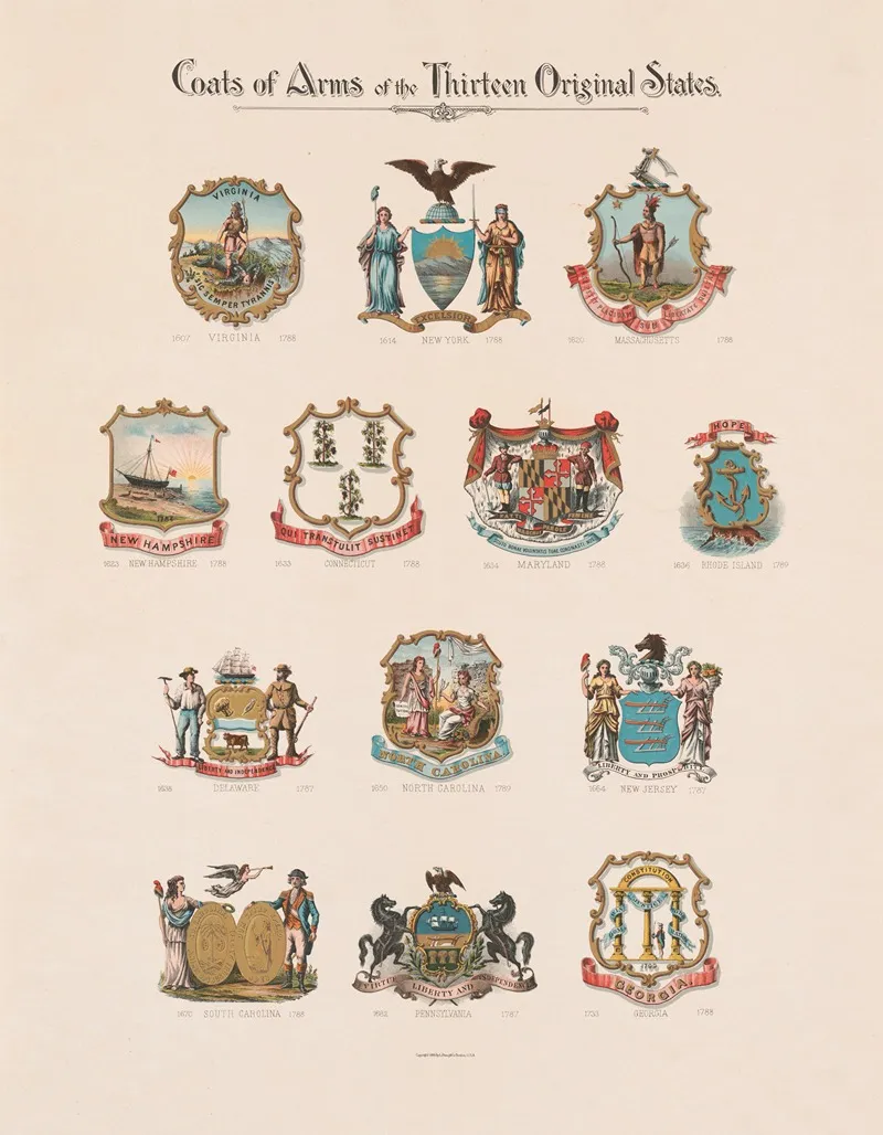 Coats Of Arms Of The Thirteen Original States