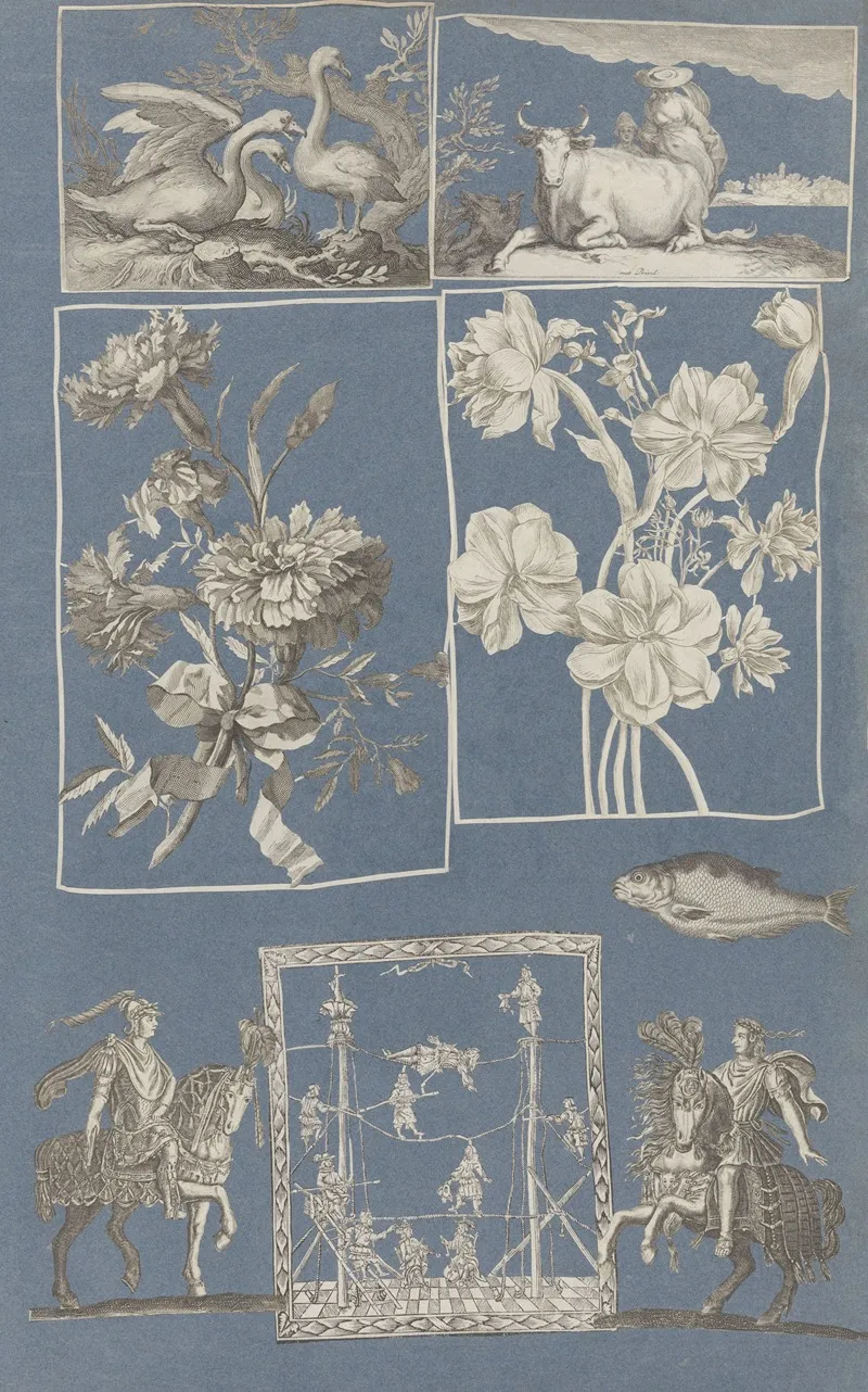 Collage Of Cut Out Prints Pasted On Blue Paper Pl 14