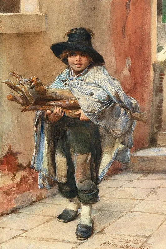 Collecting Brushwood For Christmas Wall Art by Ludwig Johann Passini - High-Resolution Digital Print