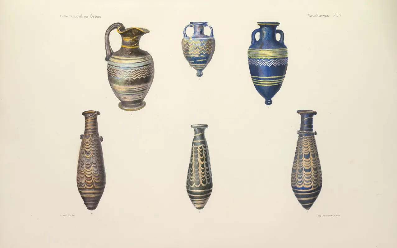 Collection Julien Greau Verrerie Antique Emaillerie Et Poterie Appartenant A M John Pierpont Morgan Pl 05 Wall Art by G. Massias - High-Resolution Digital Print