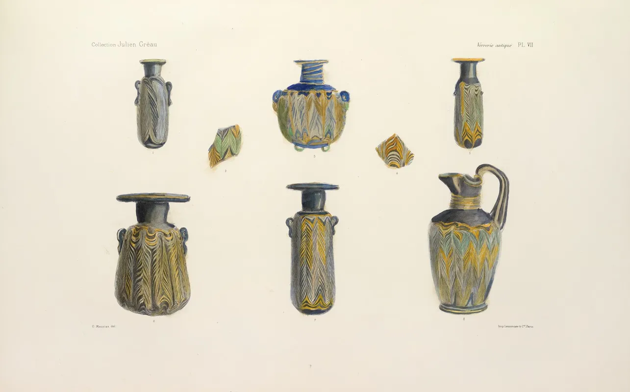 Collection Julien Greau Verrerie Antique Emaillerie Et Poterie Appartenant A M John Pierpont Morgan Pl 07 Wall Art by G. Massias - High-Resolution Digital Print