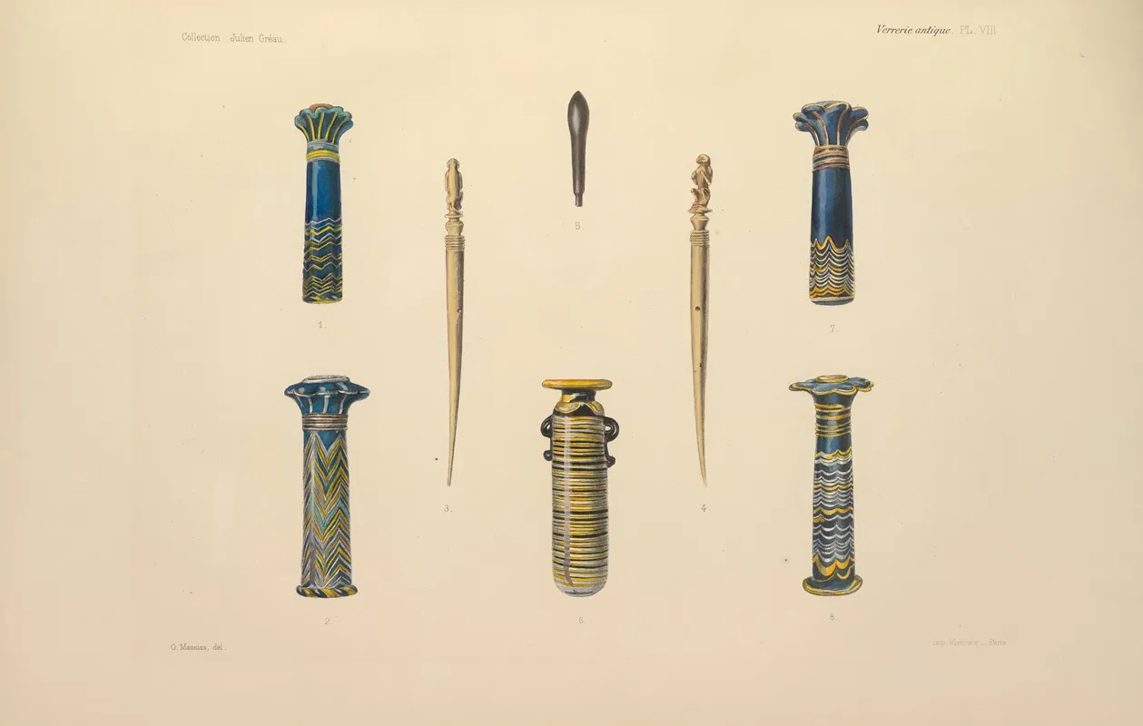 Collection Julien Greau Verrerie Antique Emaillerie Et Poterie Appartenant A M John Pierpont Morgan Pl 08 Wall Art by G. Massias - High-Resolution Digital Print