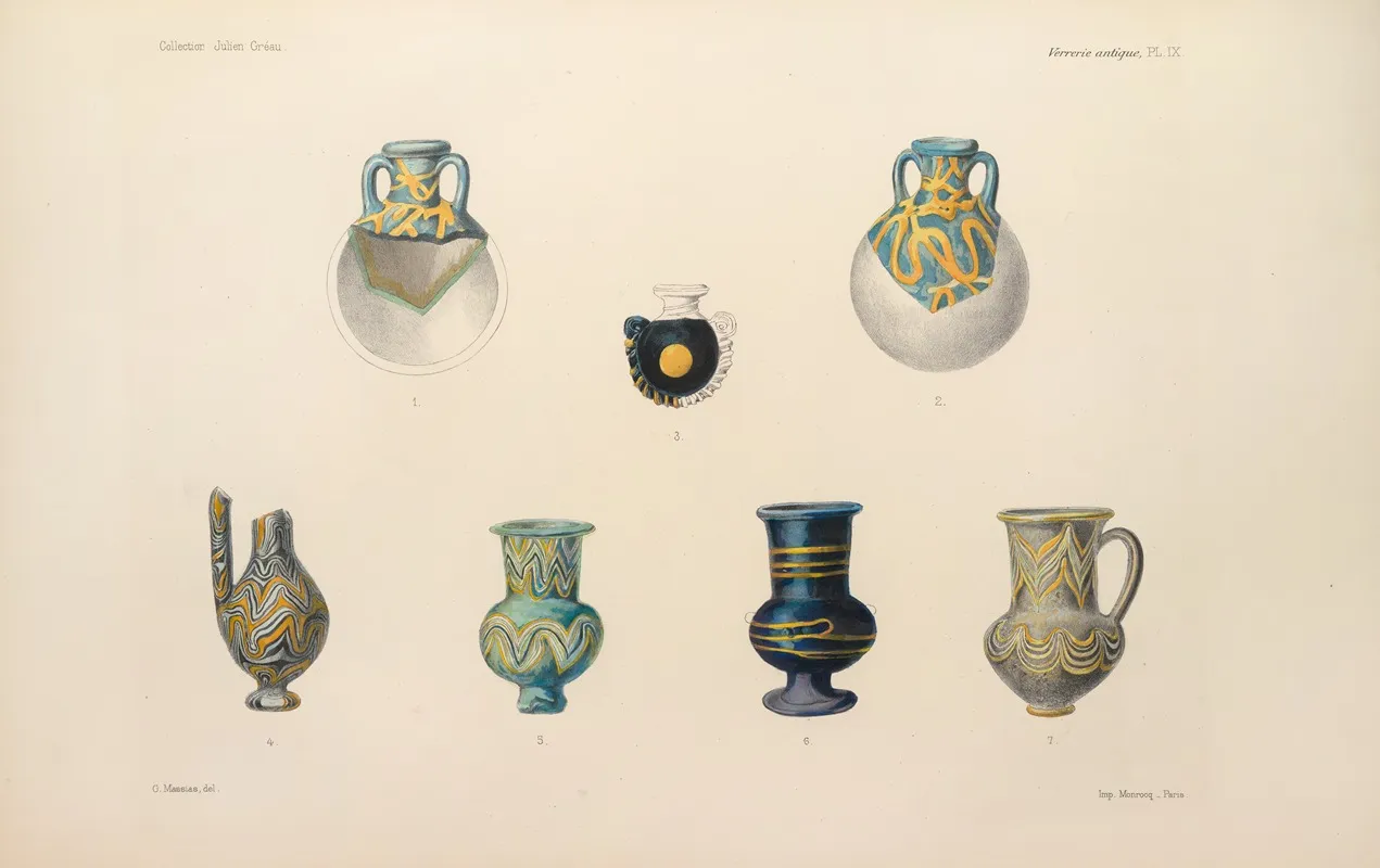 Collection Julien Greau Verrerie Antique Emaillerie Et Poterie Appartenant A M John Pierpont Morgan Pl 09 Wall Art by G. Massias - High-Resolution Digital Print
