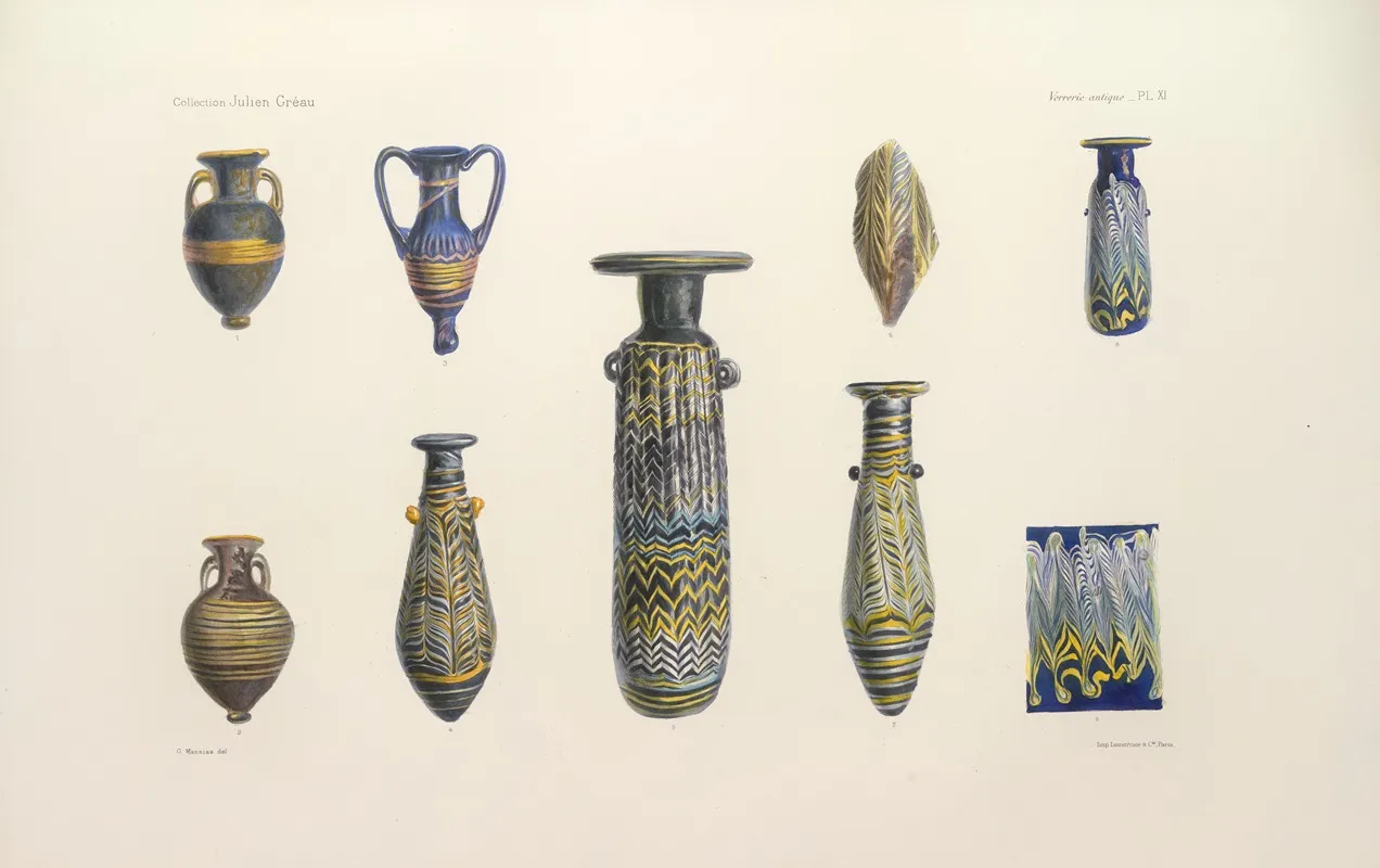 Collection Julien Greau Verrerie Antique Emaillerie Et Poterie Appartenant A M John Pierpont Morgan Pl 11 Wall Art by G. Massias - High-Resolution Digital Print