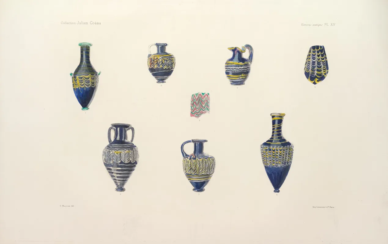 Collection Julien Greau Verrerie Antique Emaillerie Et Poterie Appartenant A M John Pierpont Morgan Pl 14 Wall Art by G. Massias - High-Resolution Digital Print