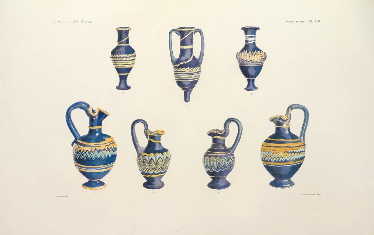 Collection Julien Greau Verrerie Antique Emaillerie Et Poterie Appartenant A M John Pierpont Morgan Pl 17 Wall Art by G. Massias - High-Resolution Digital Print