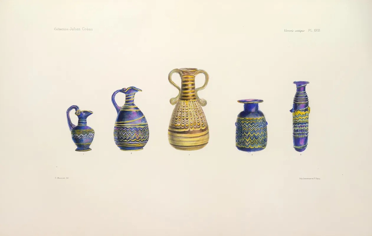 Collection Julien Greau Verrerie Antique Emaillerie Et Poterie Appartenant A M John Pierpont Morgan Pl 18 Wall Art by G. Massias - High-Resolution Digital Print