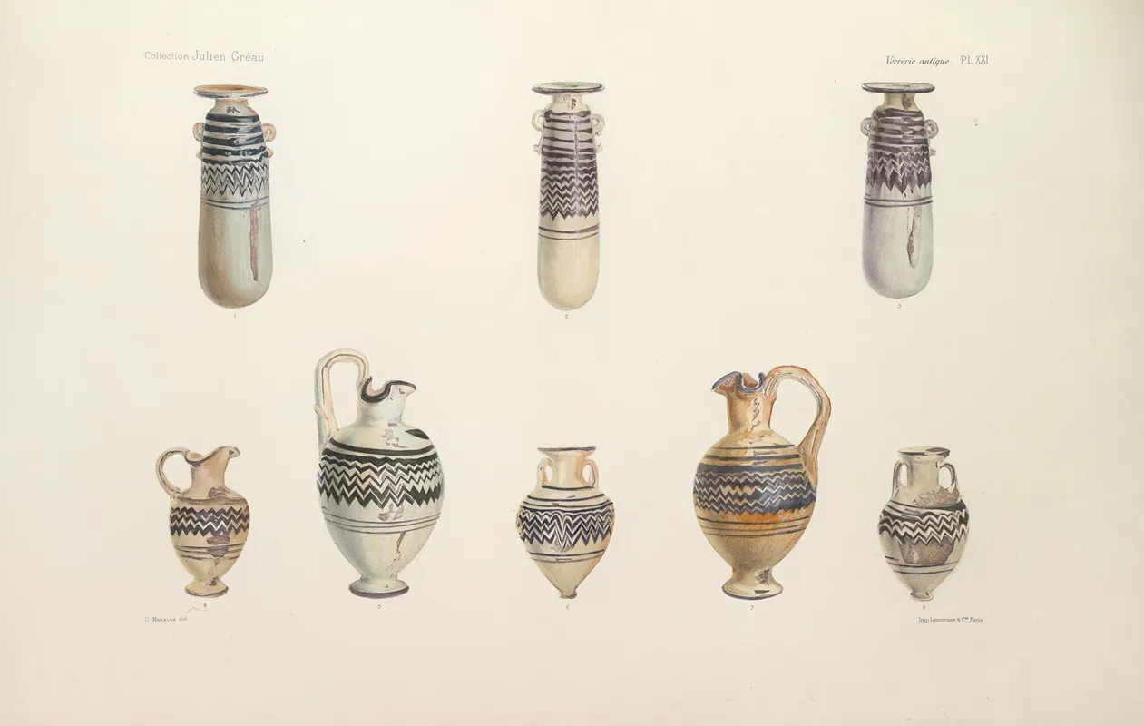 Collection Julien Greau Verrerie Antique Emaillerie Et Poterie Appartenant A M John Pierpont Morgan Pl 21 Wall Art by G. Massias - High-Resolution Digital Print
