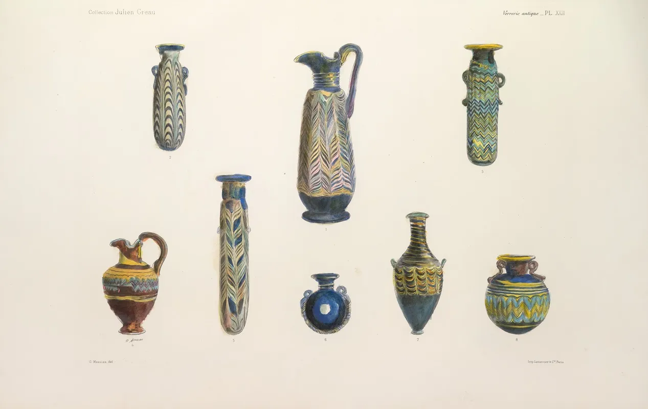 Collection Julien Greau Verrerie Antique Emaillerie Et Poterie Appartenant A M John Pierpont Morgan Pl 22 Wall Art by G. Massias - High-Resolution Digital Print