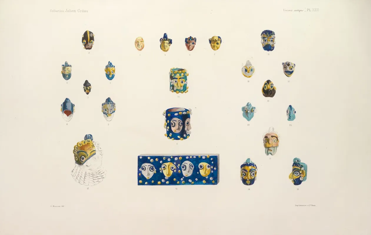 Collection Julien Greau Verrerie Antique Emaillerie Et Poterie Appartenant A M John Pierpont Morgan Pl 26 Wall Art by G. Massias - High-Resolution Digital Print