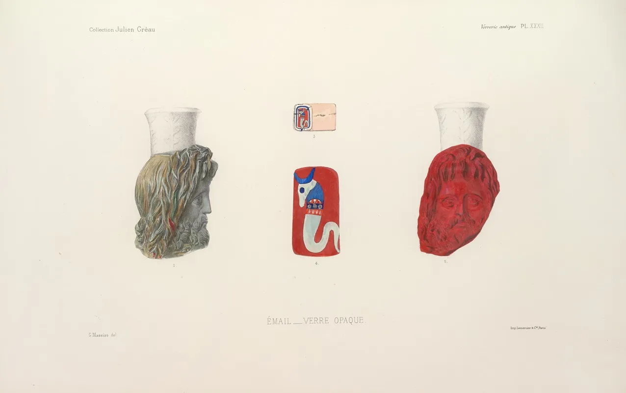 Collection Julien Greau Verrerie Antique Emaillerie Et Poterie Appartenant A M John Pierpont Morgan Pl 32 Wall Art by G. Massias - High-Resolution Digital Print