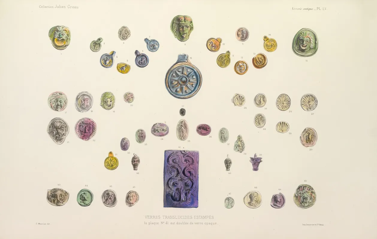 Collection Julien Greau Verrerie Antique Emaillerie Et Poterie Appartenant A M John Pierpont Morgan Pl 56 Wall Art by G. Massias - High-Resolution Digital Print