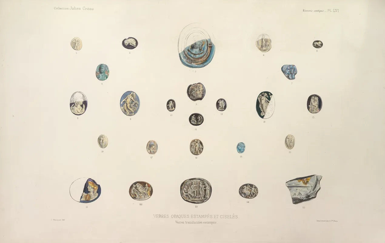 Collection Julien Greau Verrerie Antique Emaillerie Et Poterie Appartenant A M John Pierpont Morgan Pl 57 Wall Art by G. Massias - High-Resolution Digital Print