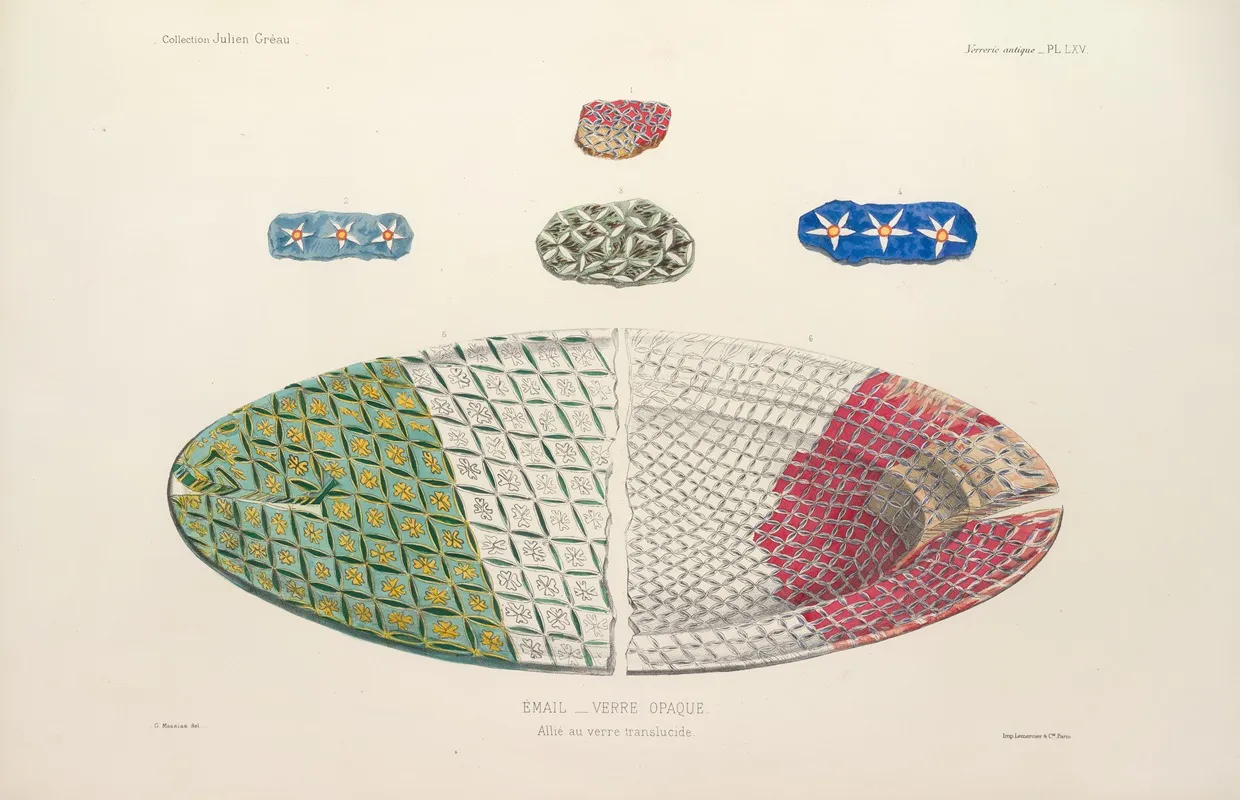 Collection Julien Greau Verrerie Antique Emaillerie Et Poterie Appartenant A M John Pierpont Morgan Pl 66 Wall Art by G. Massias - High-Resolution Digital Print