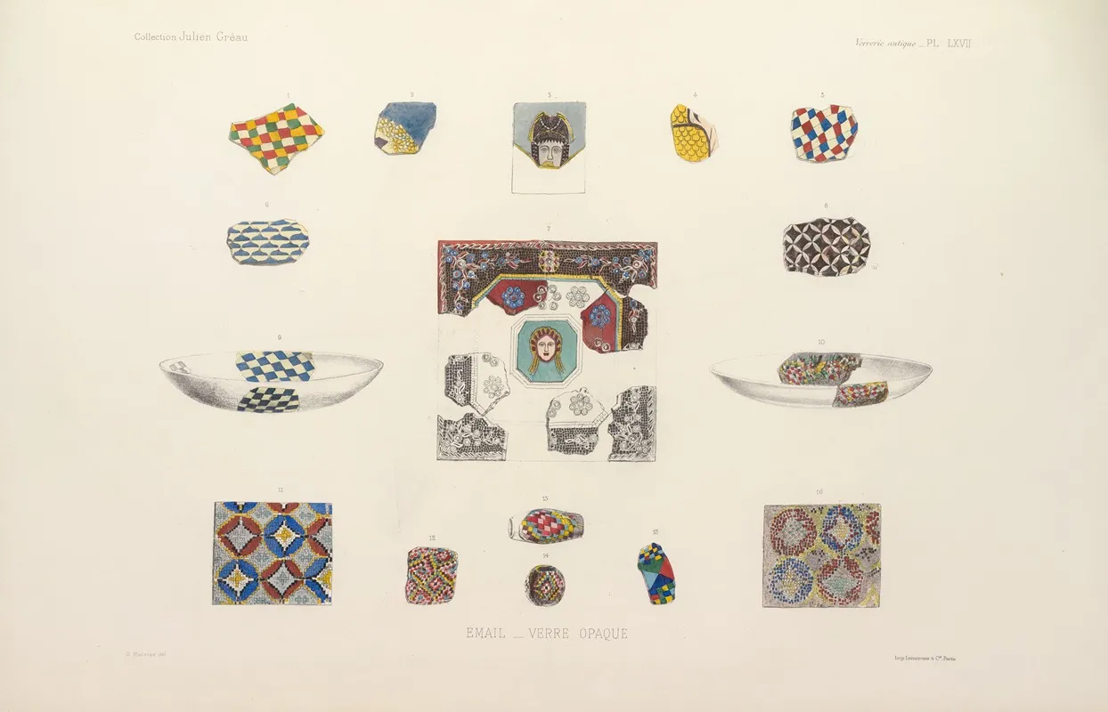 Collection Julien Greau Verrerie Antique Emaillerie Et Poterie Appartenant A M John Pierpont Morgan Pl 68 Wall Art by G. Massias - High-Resolution Digital Print