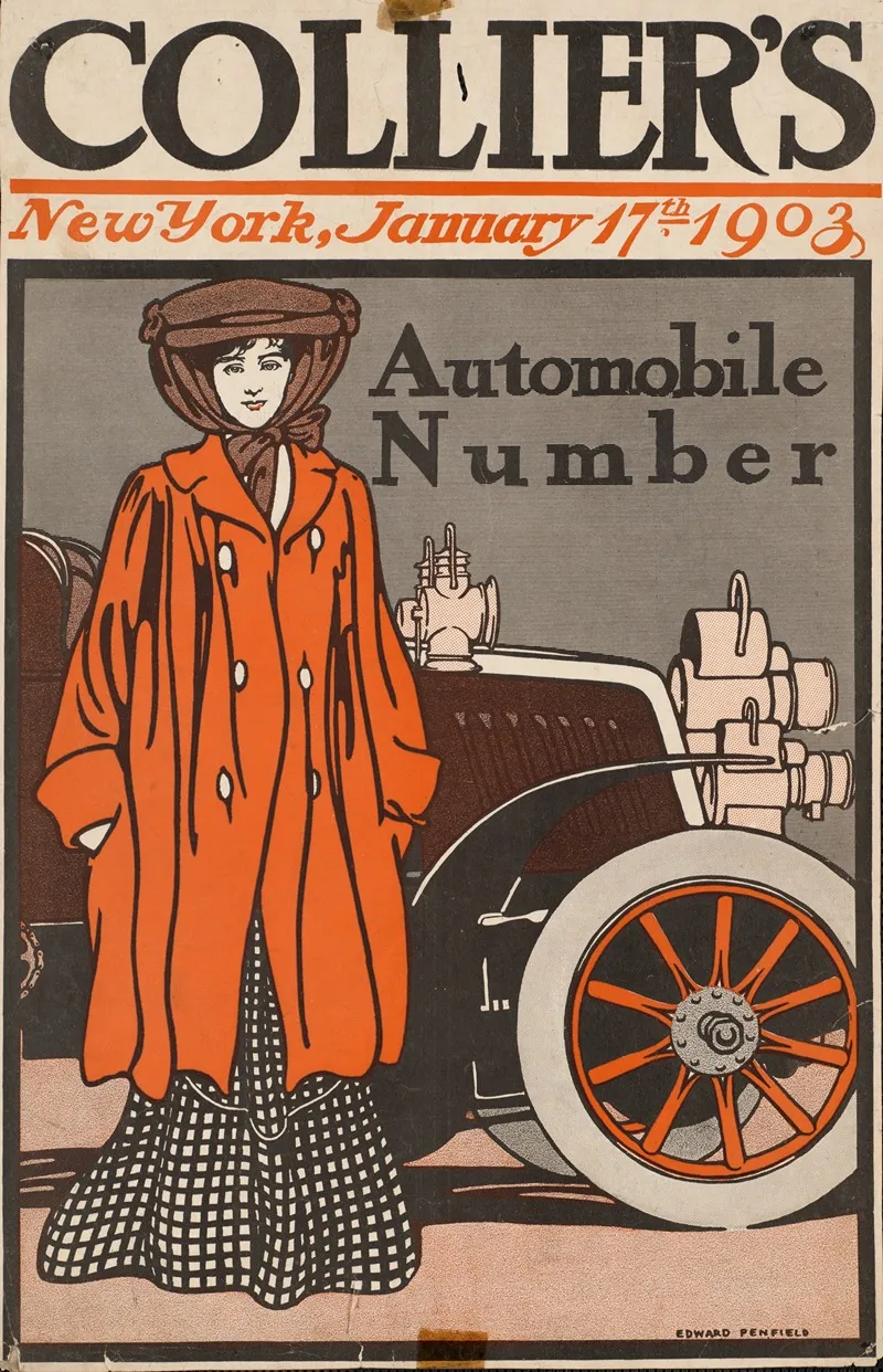 Colliers Automobile Number Wall Art by Edward Penfield - High-Resolution Digital Print