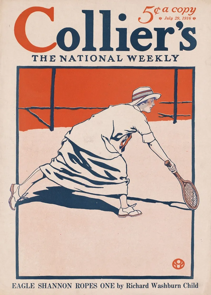 Colliers The National Weekly Eagle Shannon Ropes One By Richard Washburn Child Wall Art by Edward Penfield - High-Resolution Digital Print