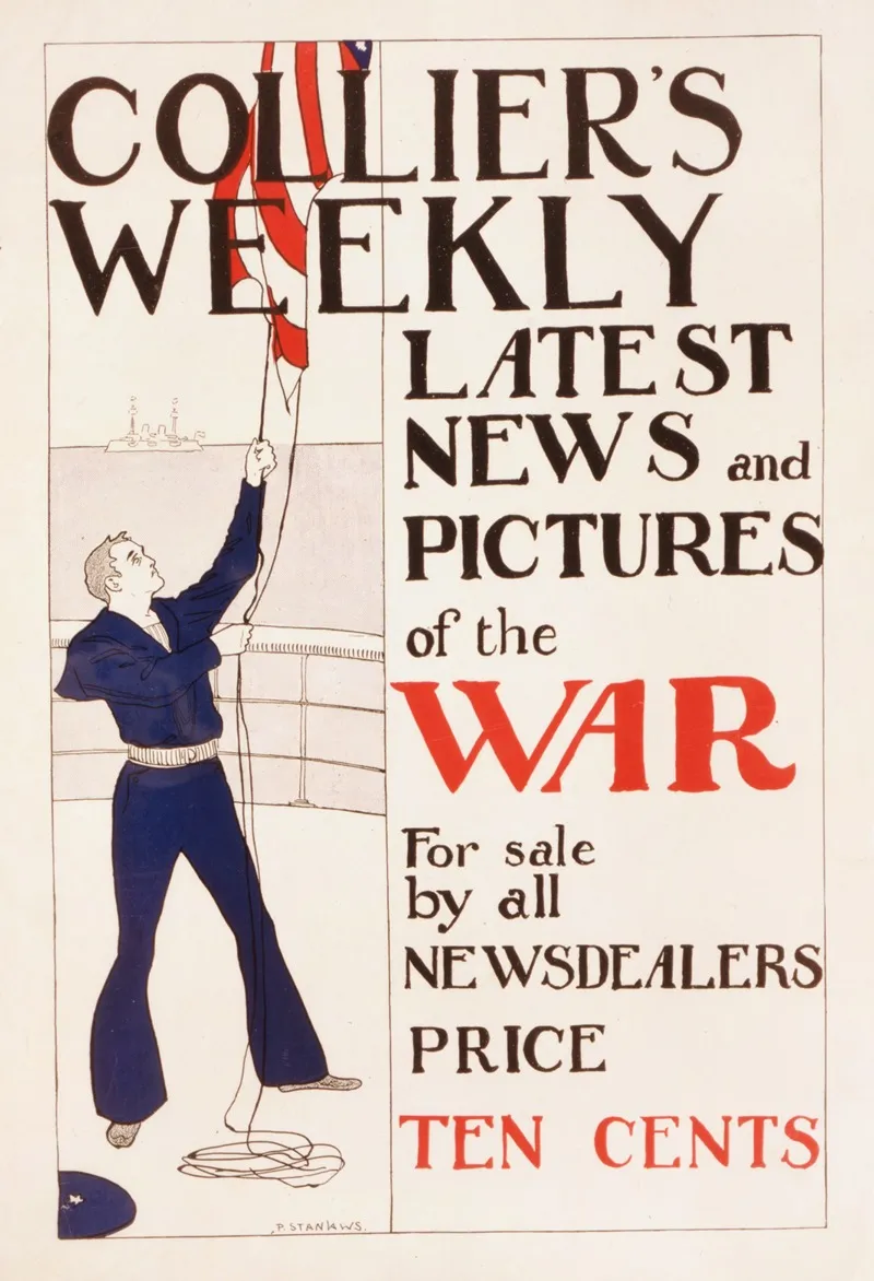 Colliers Weekly Latest News And Pictures Of The War For Sale By All Newsdealers Wall Art by Penrhyn Stanlaws - High-Resolution Digital Print