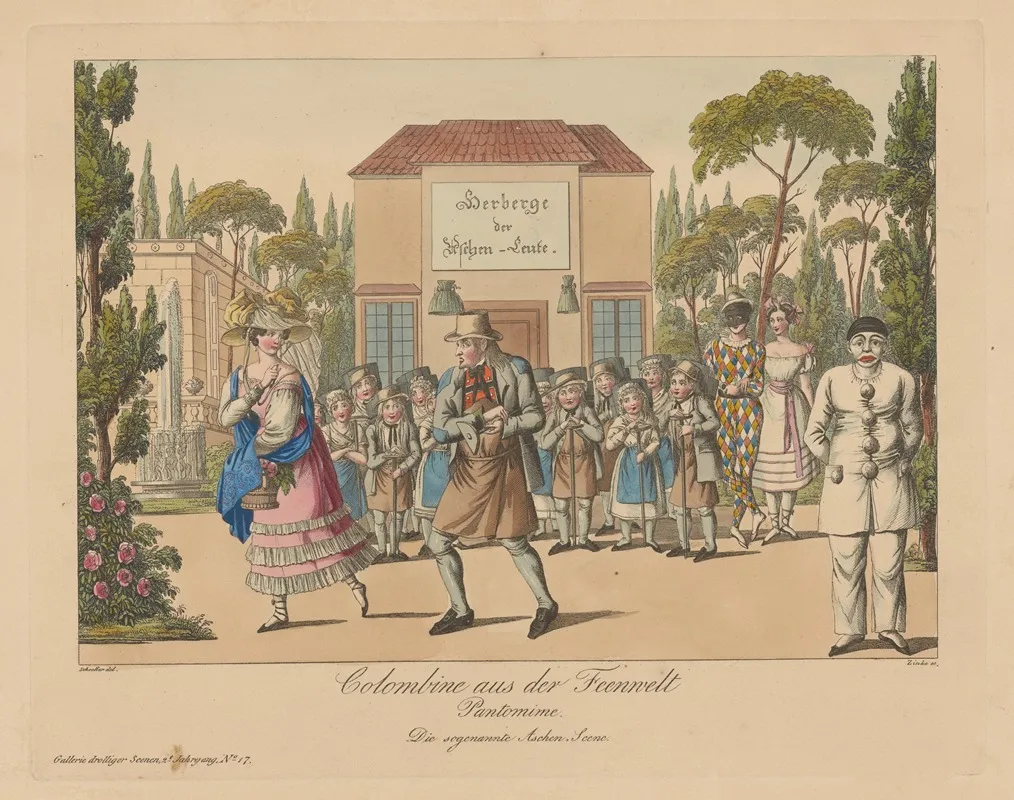 Colombine Aus Der Feenwelt Pantomime Die Sogenannte Aschen Scene Wall Art by Johann Christian Schoeller - High-Resolution Digital Print