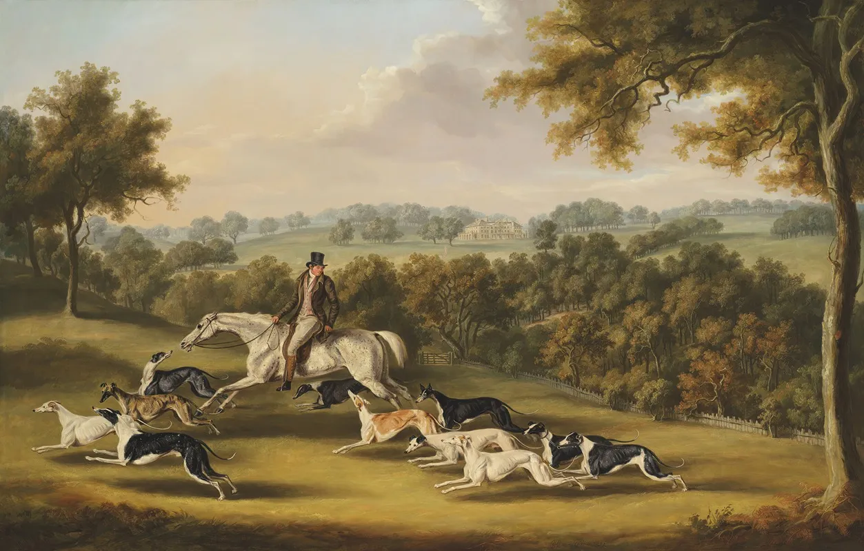 Colonel Newport Charletts Favourite Greyhounds At Hanley Court Worcestershire Wall Art by William Henry Davis - High-Resolution Digital Print