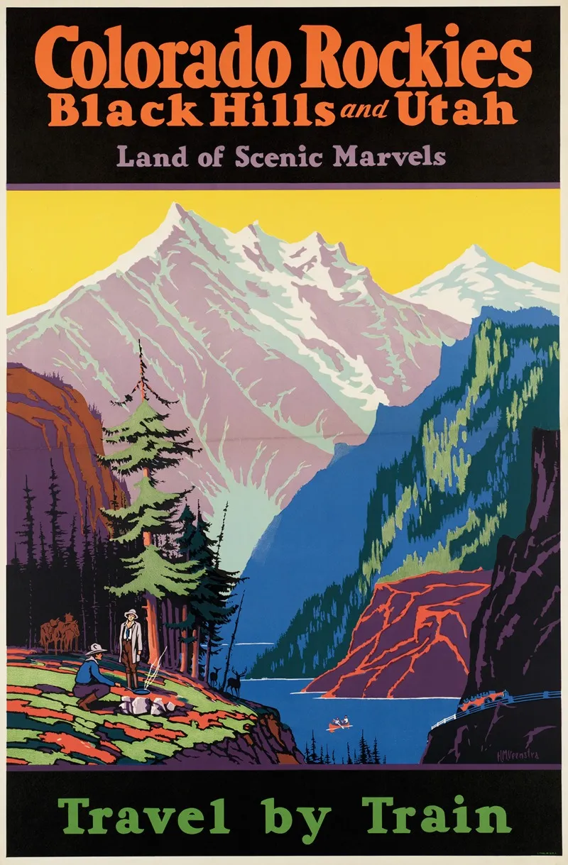 Colorado Rockies Black Hills And Utah Land Of Scenic Marvels Travel By Train Wall Art by H.M. Veemstra - High-Resolution Digital Print