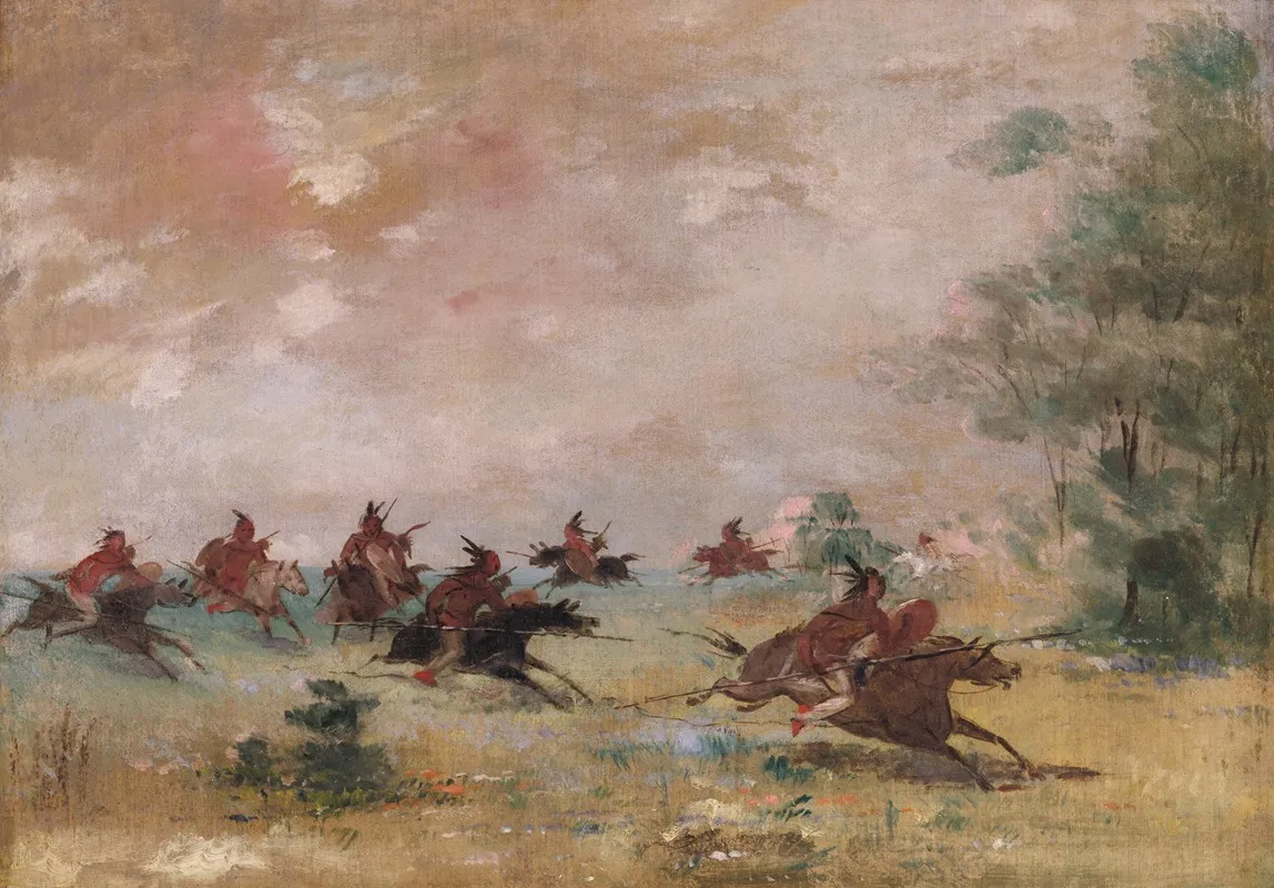 Comanche War Party Mounted On Wild Horses