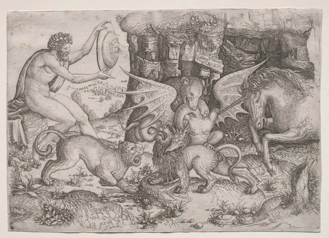 Combat Of Animals Wall Art by Master of the Beheading of St. John the Baptist - High-Resolution Digital Print