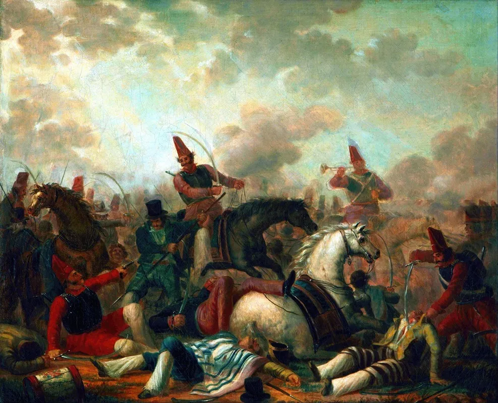 Combate De Caballeria En La Epoca De Rosas Wall Art by Carlos Morel - High-Resolution Digital Print