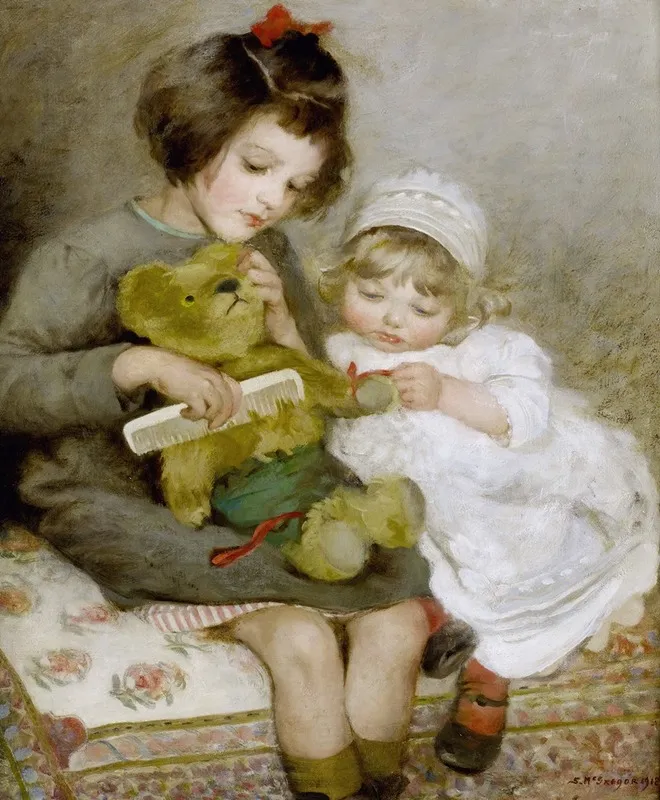 Combing Teddy Wall Art by Sarah Mcgregor - High-Resolution Digital Print
