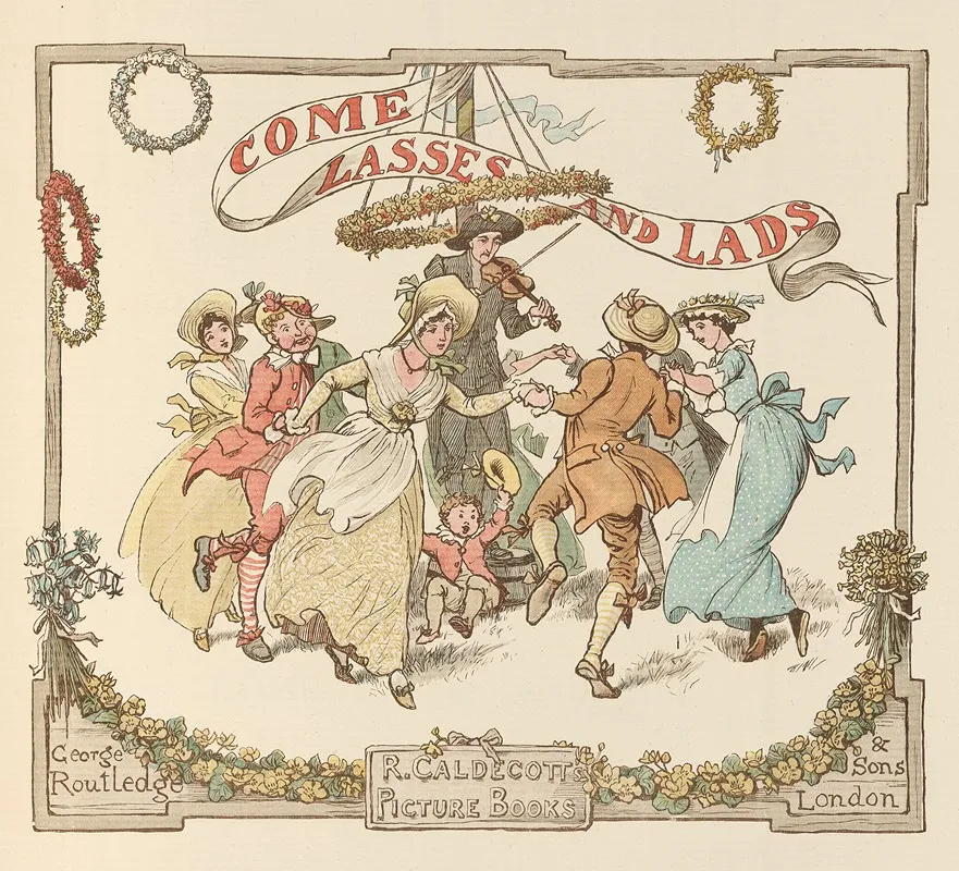 Come Lasses And Lads Pl 1 Wall Art by Randolph Caldecott - High-Resolution Digital Print