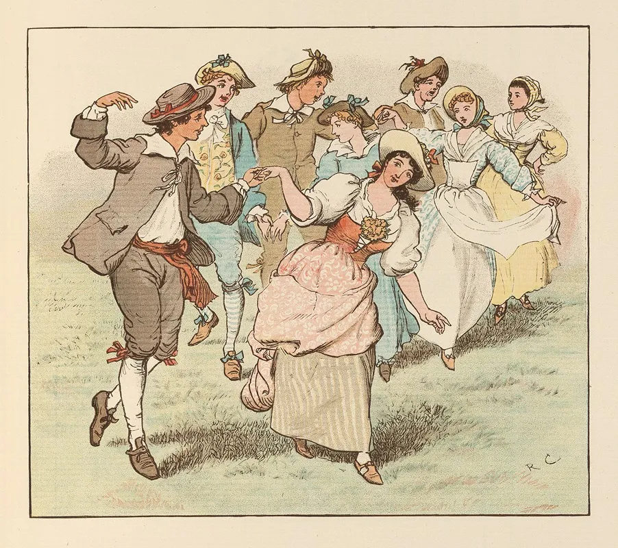 Come Lasses And Lads Pl 6 Wall Art by Randolph Caldecott - High-Resolution Digital Print