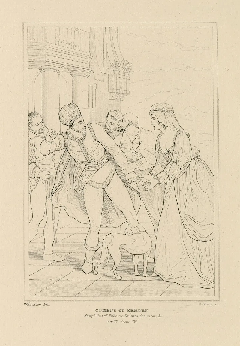 Comedy Of Errors Antipholus Of Ephesus Dromio Courtezan C Act Iv Scene Iv Wall Art by William Francis Starling - High-Resolution Digital Print