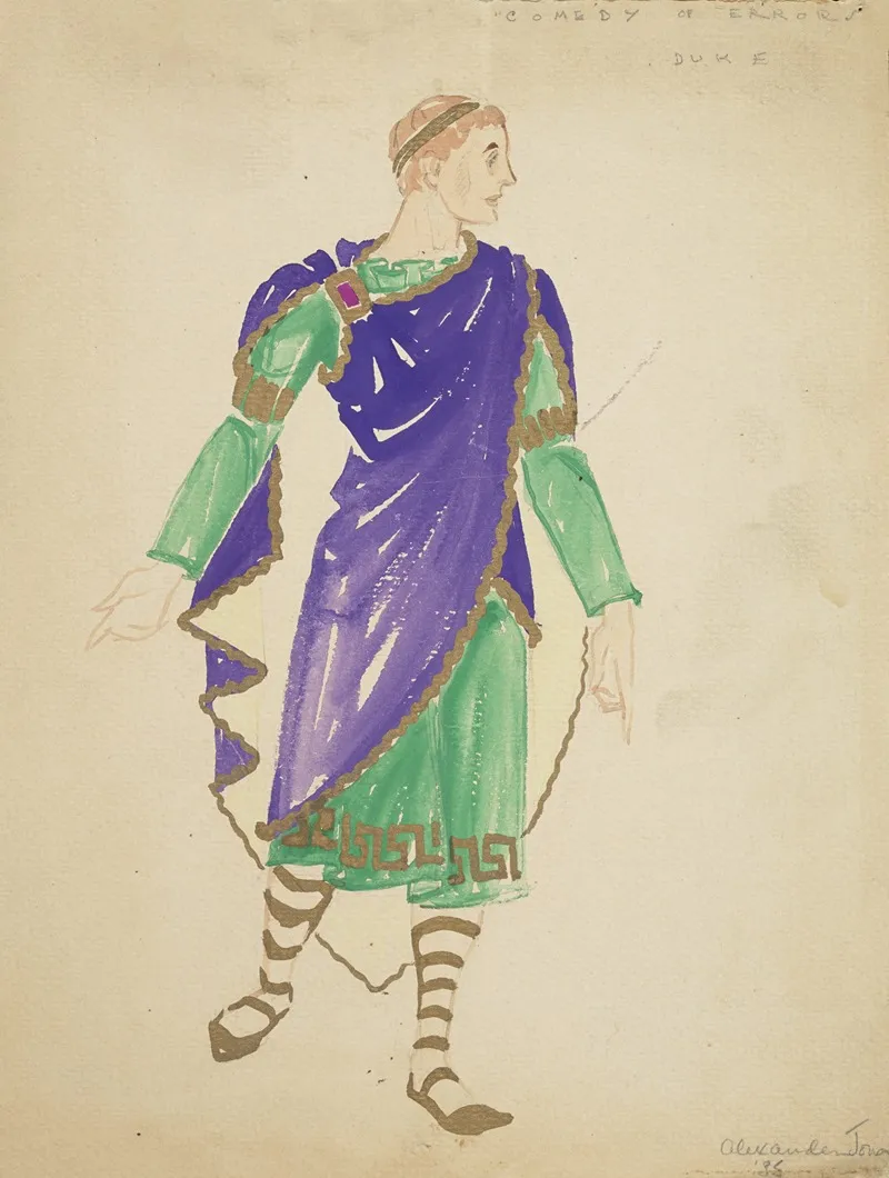 Comedy Of Errors Duke Green Tunic With Purple Cloak Wall Art by Alex Jones - High-Resolution Digital Print