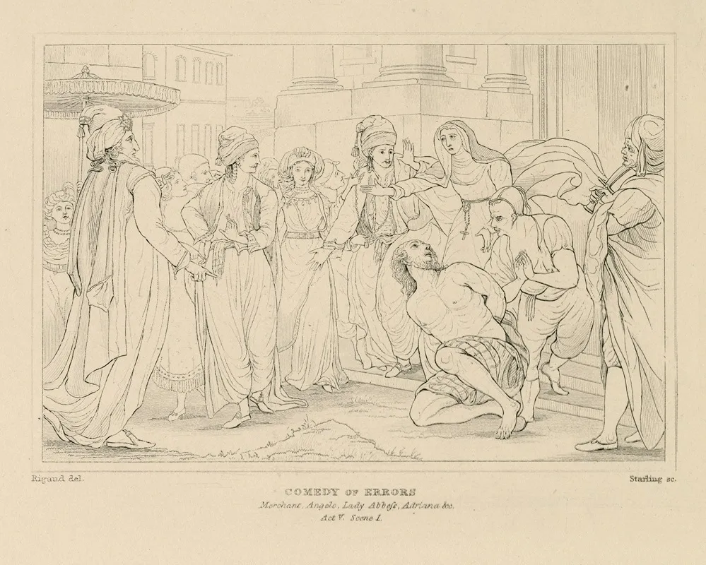 Comedy Of Errors Merchant Angelo Lady Abbess Adriana C Act V Scene 1 Wall Art by William Francis Starling - High-Resolution Digital Print