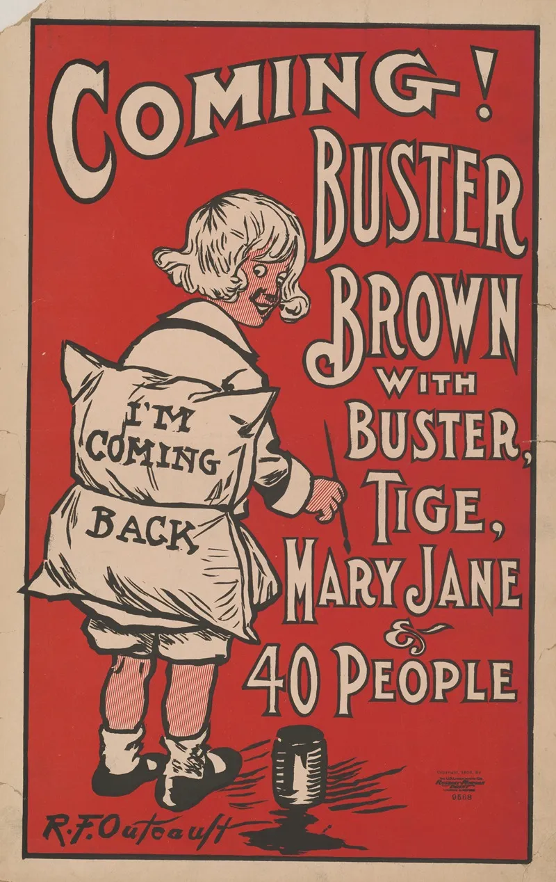 Coming Buster Brown With Buster Tige Mary Jane 40 People Wall Art by Richard Felton Outcault - High-Resolution Digital Print