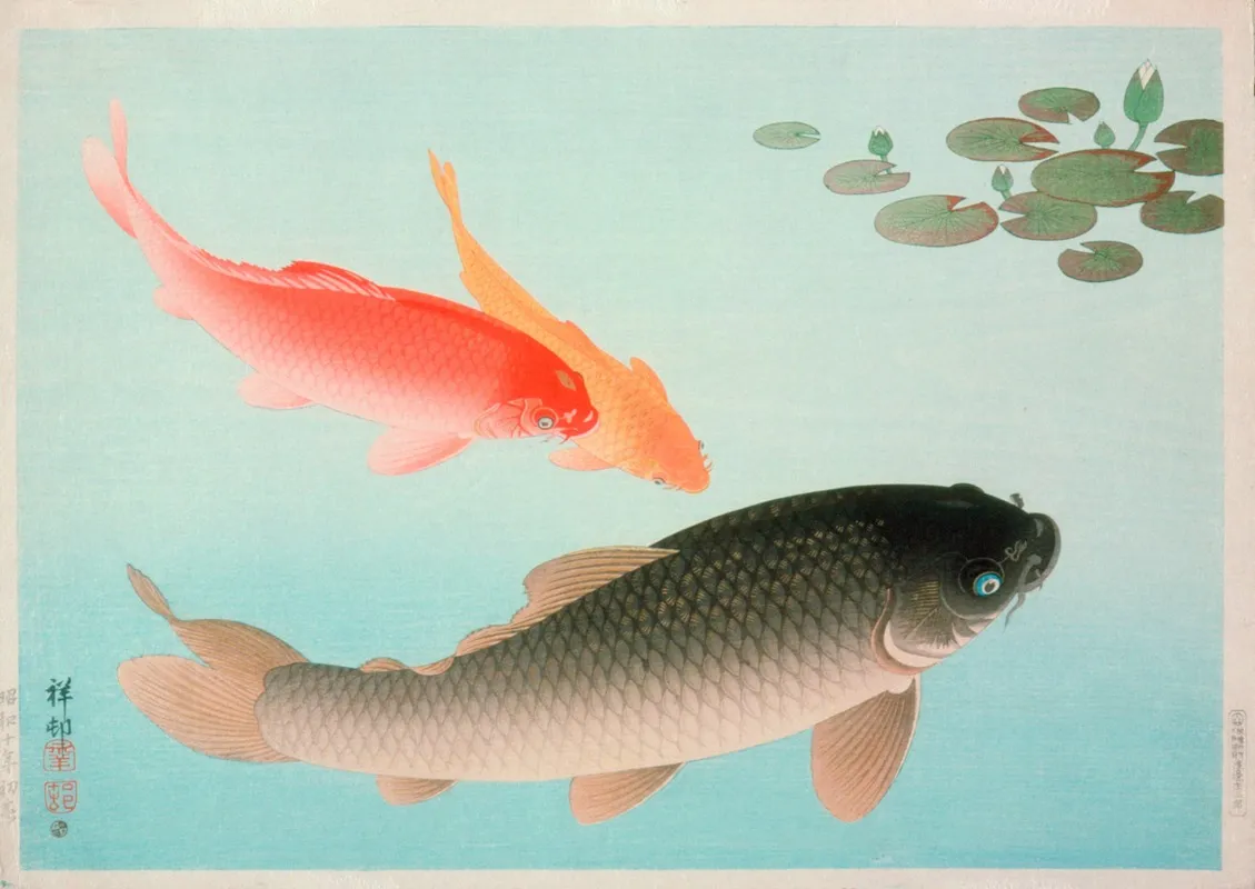 Common And Golden Carp Wall Art by Ohara Koson - High-Resolution Digital Print