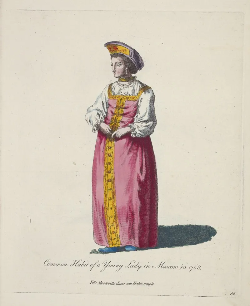Common Habit Of A Young Lady In Moscow In 1768 Fille Moscovitte Dans Son Habit Simple