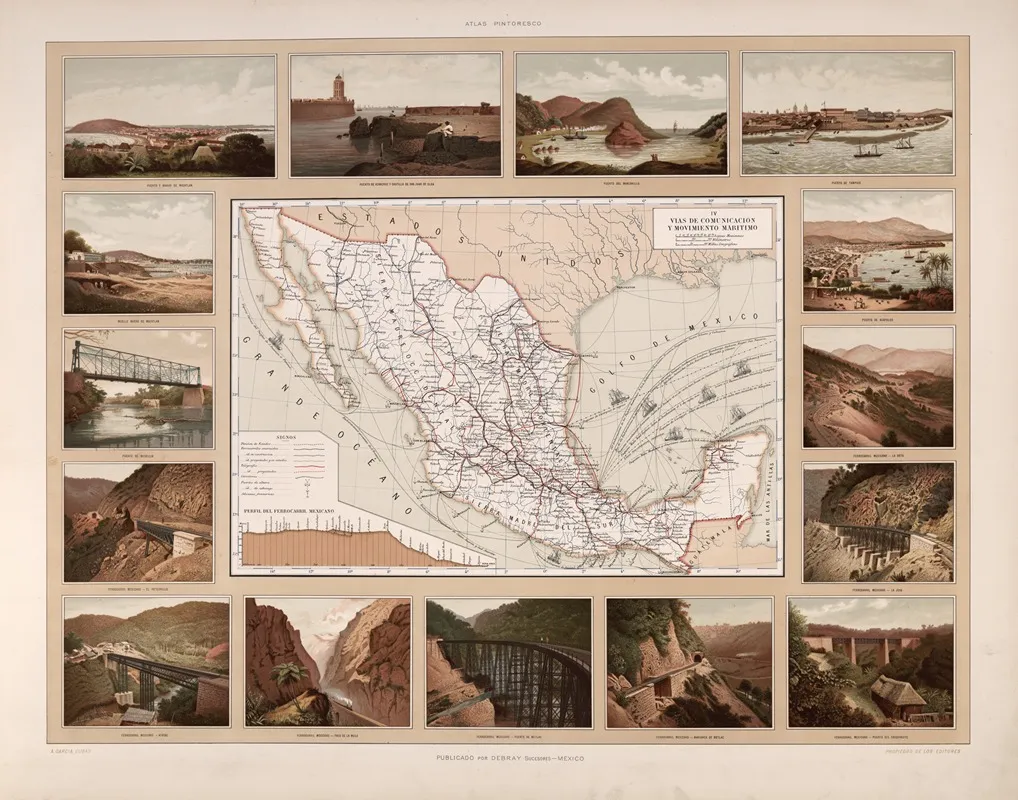 Communications And Maritime Map Wall Art by Antonio García Cubas - High-Resolution Digital Print
