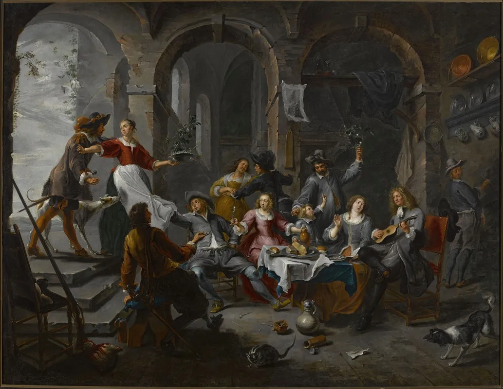 Company Allegory Of Five Senses Wall Art by Willem van Herp - High-Resolution Digital Print