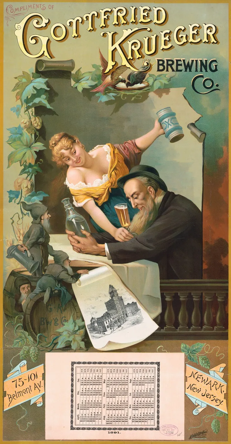 Compliments Of Gottfried Krueger Brewing Co Wall Art by Henry Jerome Schile - High-Resolution Digital Print
