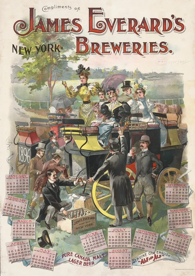 Compliments Of James Everards Breweries New York Wall Art by Giles Litho. - High-Resolution Digital Print
