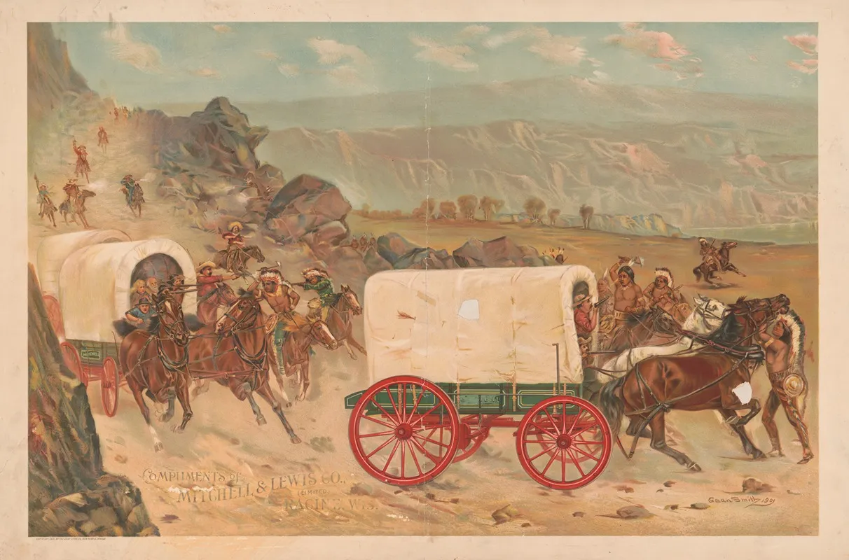 Compliments Of Mitchell Lewis Co Limited Racine Wis Wall Art by Gray Litho. Co - High-Resolution Digital Print