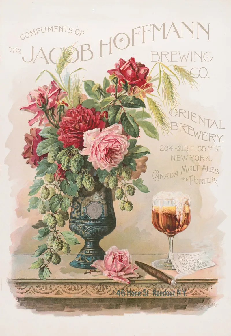 Compliments Of The Jacob Hoffmann Brewing Co Oriental Brewery Wall Art by J. Ottmann Lith. Co. - High-Resolution Digital Print
