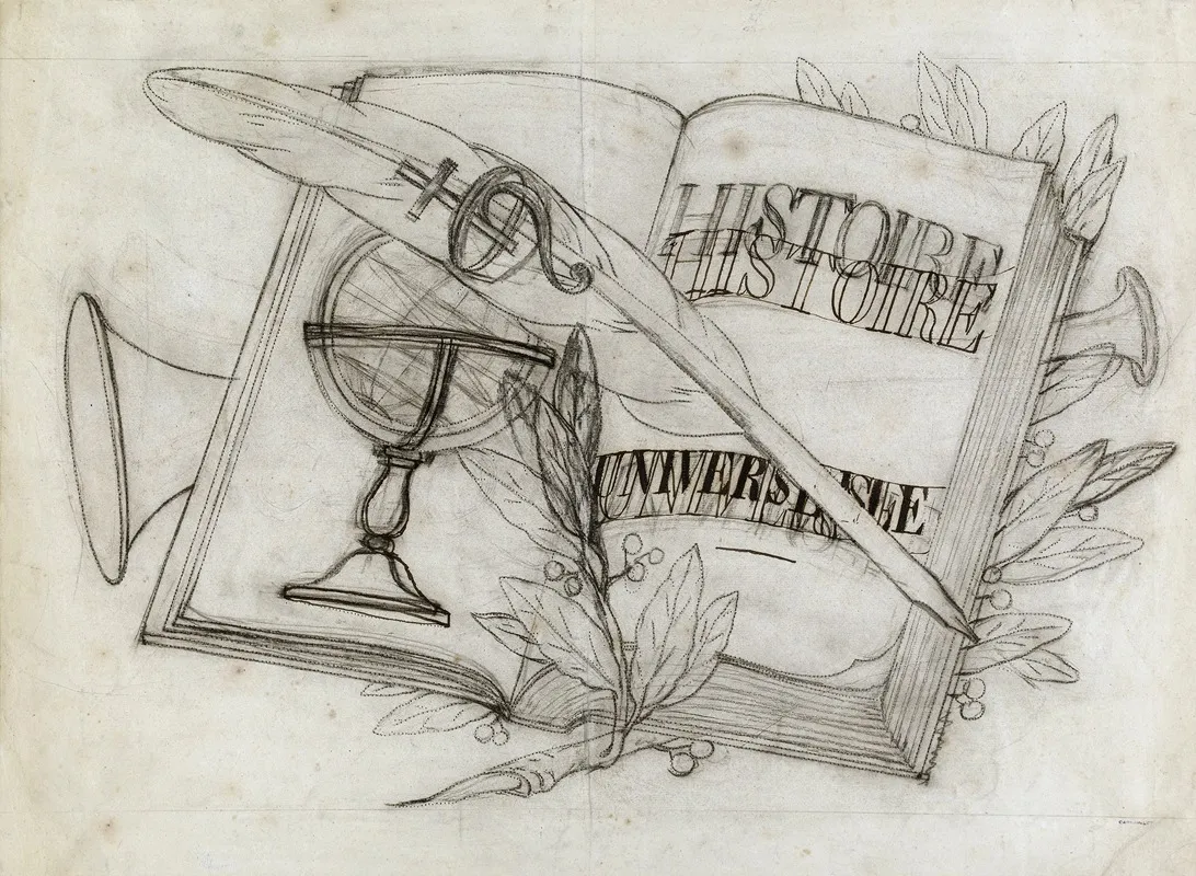 Composition Comprenant Un Volume De Lhistoire Universelle Dessin Pique Pour Le Report Wall Art by Jacques François Carbillet - High-Resolution Digital Print