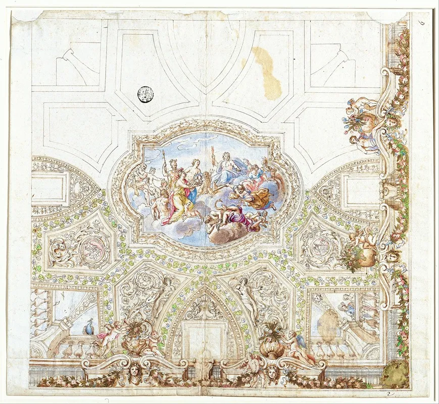 Composition Study For A Ceiling Decoration Wall Art by Giacinto Calandrucci - High-Resolution Digital Print