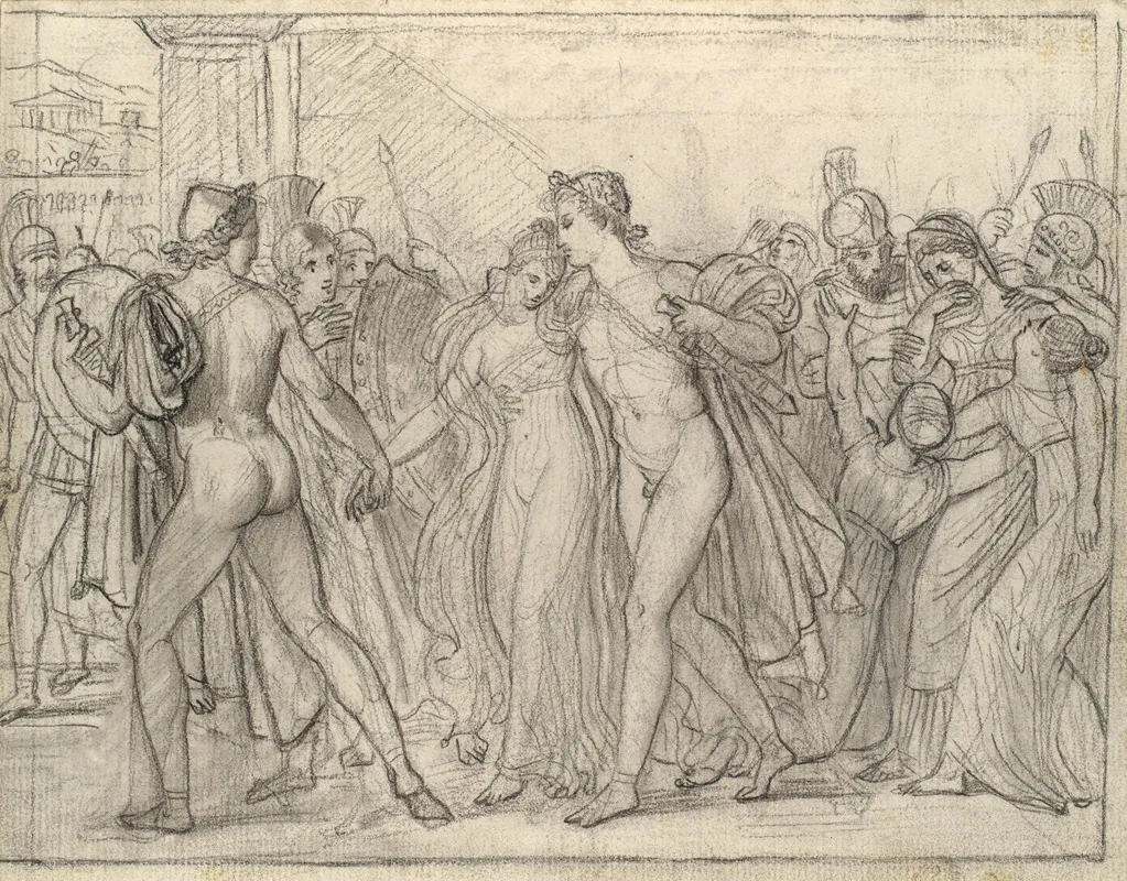 Composition Study For Castor And Pollux Freeing Helen 2 Wall Art by Joseph-Ferdinand Lancrenon - High-Resolution Digital Print