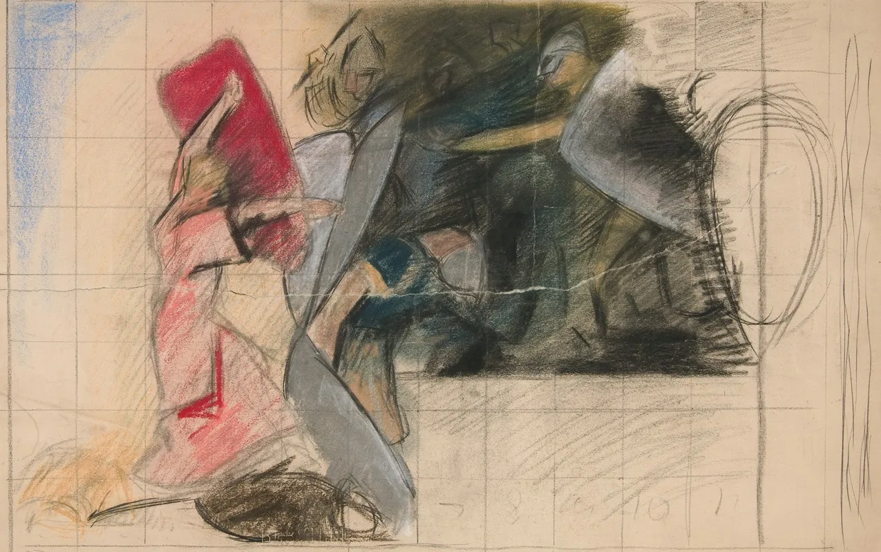 Composition Study For Seven Deadly Sins In The Quest Of The Holy Grail Mural Series At Boston Public Library
