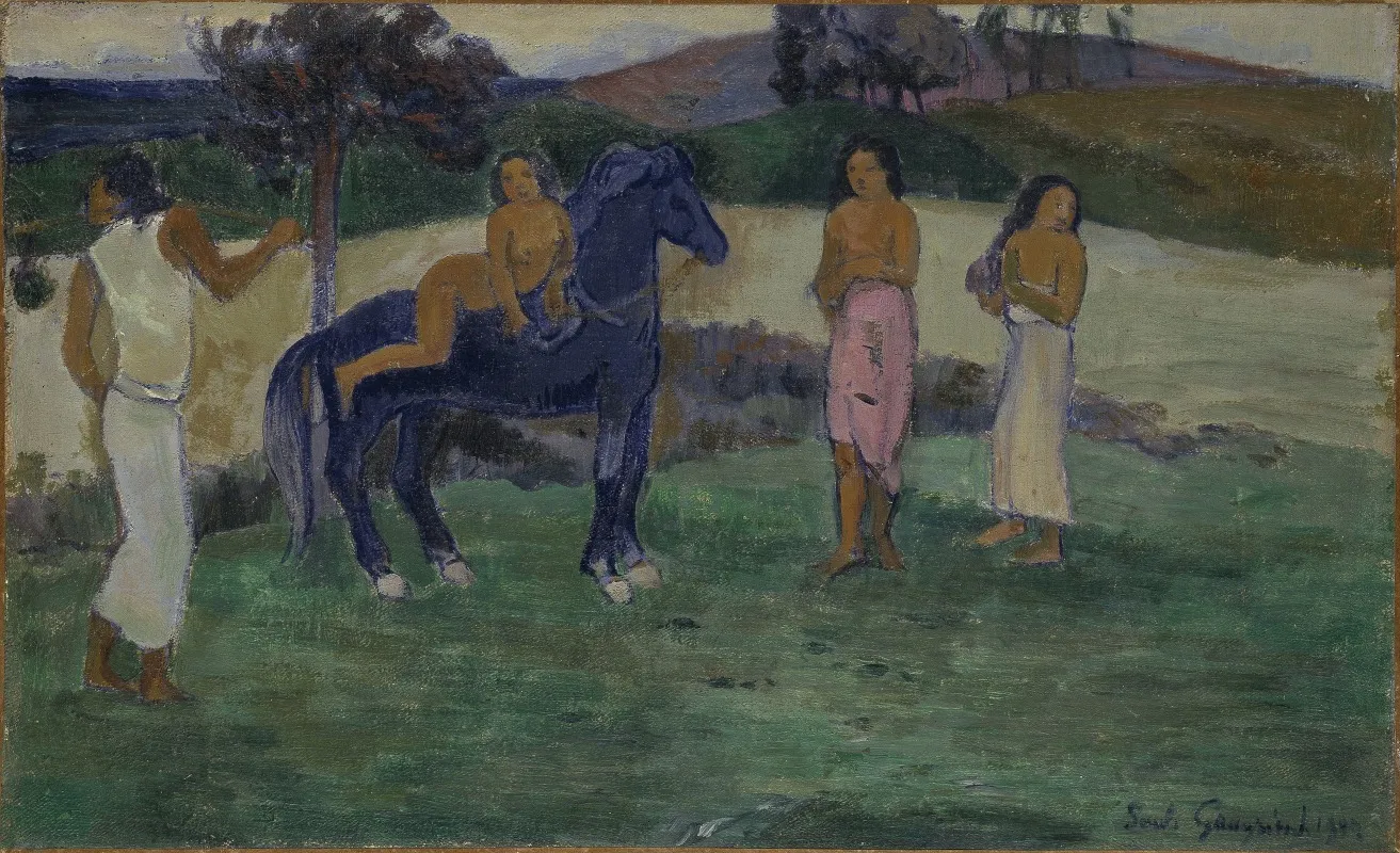 Composition With Figures And A Horse Wall Art by Paul Gauguin - High-Resolution Digital Print